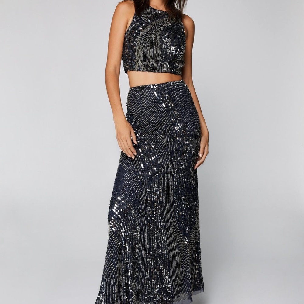 Hand beaded skirt and top set
